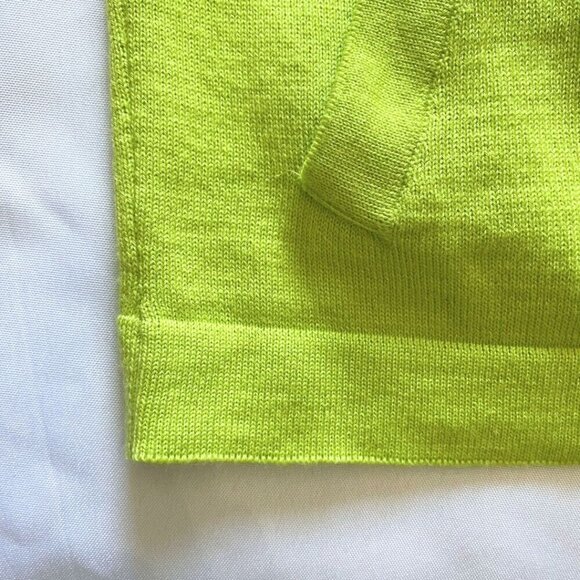 J LINDEBERG WOMEN'S MERINO FINE WOOL BLEND ZIP UP SWEATER IN LIME GREEN - M - Picture 10 of 11